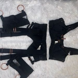 New LOUNGE Underwear Venus set 32C XS bra garter thong and leg garters